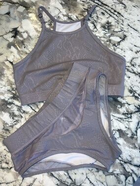 CXIX Lavender/Lilac snake skin and mesh two piece